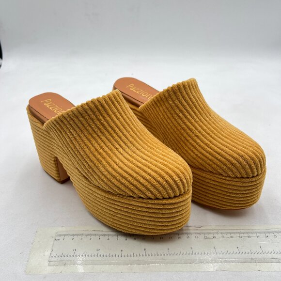 Pazzion Goldenrod Platform Round Toe Mule Clogs Slip On Chunky Heel Slipper - Picture 4 of 8